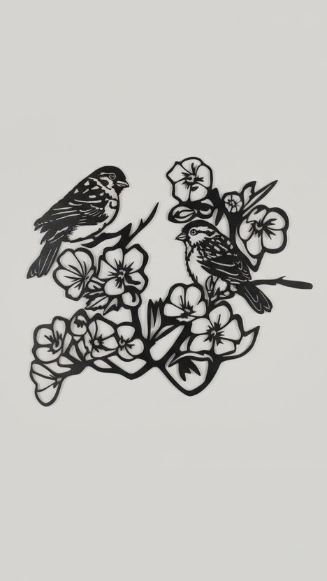 Dekorace na zeď Ptáci a květiny