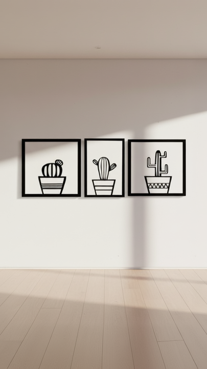 Dekorace na zeď Kaktusy - třídílná