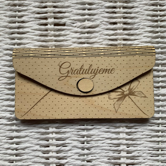 Dřevěná obálka ''Gratulujeme''